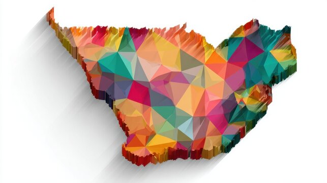 Colorful low poly map design isolated on white background abstract geometric shape vibrant modern vector illustration high resolution creative artwork concept