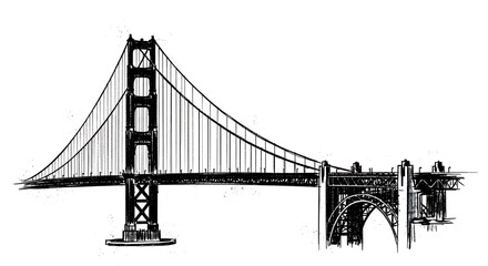 Fototapeta premium Suspension bridge illustration