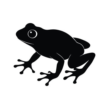 Black and white frog standing on all fours silhouette vector illustration, frog silhouette vector illustration