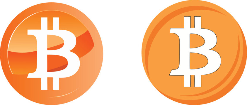 Bitcoin btc crypto coin icons set for global digital payment systems and cryptocurrency trading platform mobile interface.