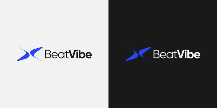 Modern BeatVibe Logo with Abstract Sound Wave Icon, Music and Audio Brand Identity