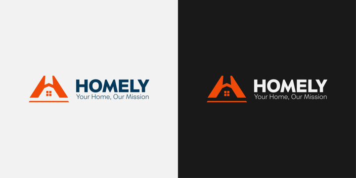 Modern Homely Logo with Letter H House Icon, Real Estate and Property Brand Identity