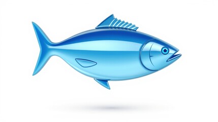 Fototapeta premium Blue fish illustration. Smooth design, simple form, aquatic creature. Fins visible, sleek body, ocean life depiction.