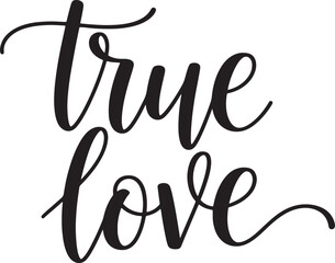 Fototapeta premium True love, romantic calligraphy, black text, vector phrase, typography design, love words