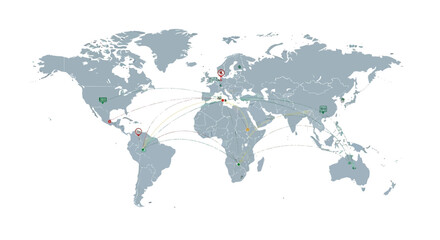 Fototapeta premium Global Network Connections and Logistics on World Map