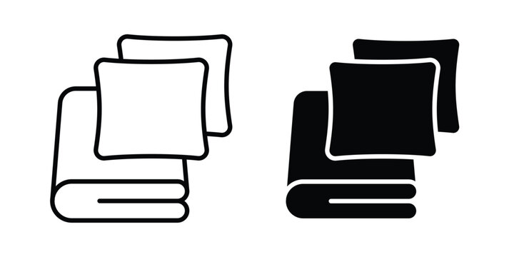 Bed linen icon set, isolated on white background flat vectorsaging design Vector illustrationsn with pillows icon set, isolated on white background flat vectors