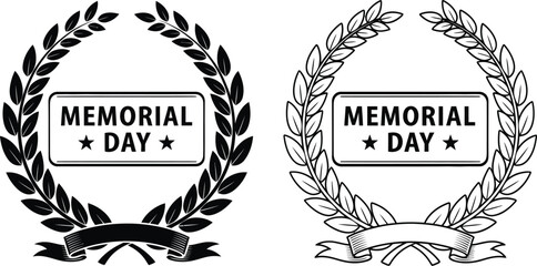 Memorial day wreath vector illustration honoring heroes and remembrance © Anuara