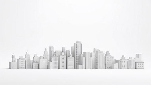 Minimalist 3D City Skyline Model for Modern Design Projects