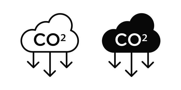 carbon reduction icon set, isolated on white background flat vectors