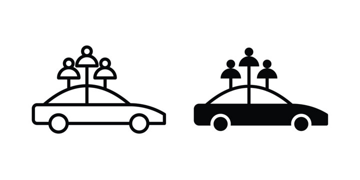 Carpool share icon set, isolated on white background flat vectors
