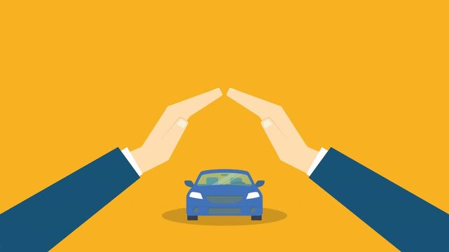Car Insurance Protection Animation Hands Covering Vehicle Safety Auto Coverage Security Concept