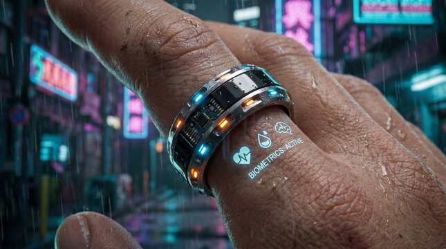 Smart Ring Health Tracker on Human Finger