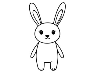 Obraz premium A simple line drawing of a cute rabbit with big ears