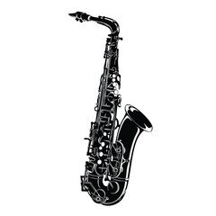 Obraz premium Musical instrument saxophone jazz music wind instrument silhouette set bundle.