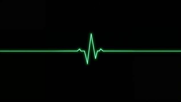 Green Heartbeat Line on Black Background in Digital Style