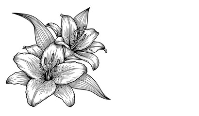 Elegant lily greeting card design with floral line art and copy space vector illustration © Mithun