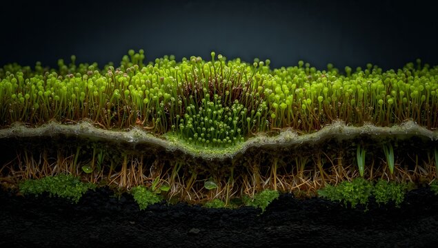 Close-Up of Lush Green Moss with Textured Surface and Depth