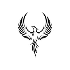 Fototapeta premium Phoenix Bird Tattoo Design - Mythical Creature Silhouette