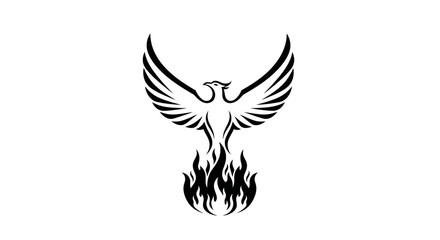 Fototapeta premium Phoenix Bird Rises From Flames, Mythical Creature, Rebirth Symbol