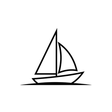 Simple Sailboat Icon Silhouette Isolated on White Background