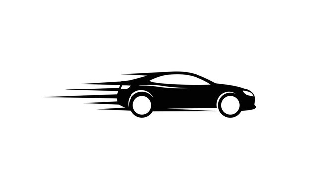 Speeding Car Silhouette Icon - Fast Motion Vector Graphic