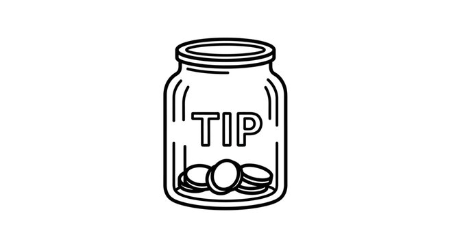 Tip Jar Icon with Coins and "TIP" Text