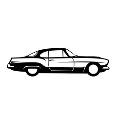 Fototapeta premium Vintage Car Silhouette Vector Illustration