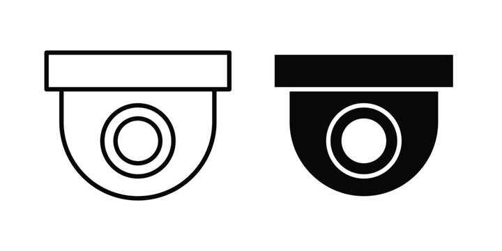 Dome cctv camera icon set, isolated on white background flat vectors