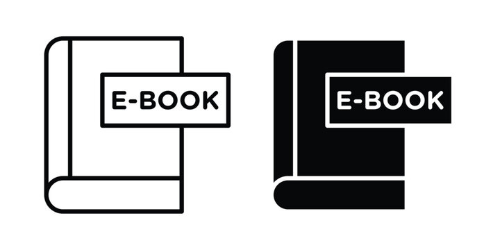 Ebook icon set, isolated on white background flat vectors