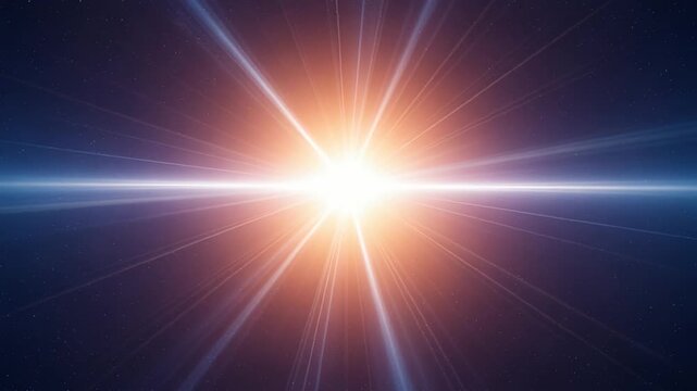 sun burst lens flare over dark space background
