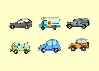 Fototapeta premium Set of various colorful cartoon vehicles