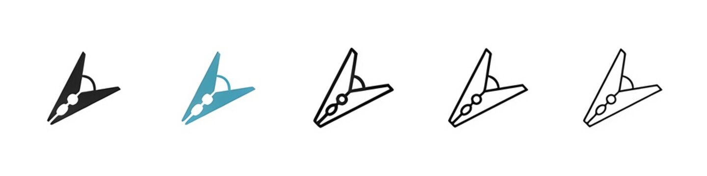 Laundry Clip Vector Icon Set. Clothespin Clamp Vector Symbol for UI Design. Thin line customizable illustration. Contour symbol. Vector isolated outline drawing. Editable stroke