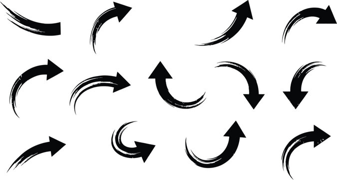 Various curved and swirling arrows in different directions and styles
