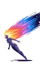 Obraz premium Woman with flowing colorful hair running.