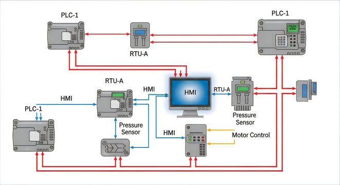 Industrial automation system with plc and rtu components
