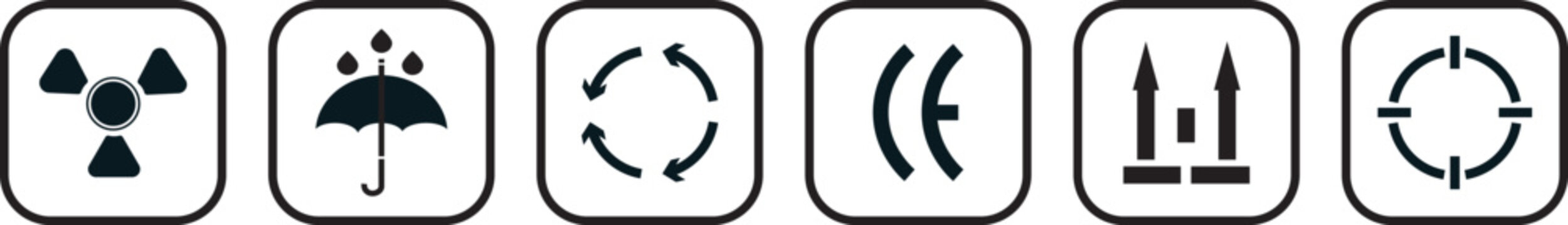 Packaging and Handling Symbols Icon Set &ndash; Shipping, Fragile, Logistics and Delivery Icons