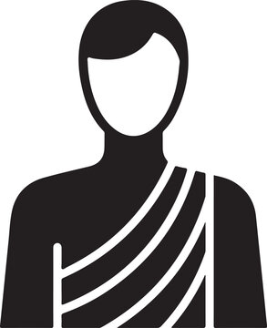 Buddhist monk silhouette, saffron robe