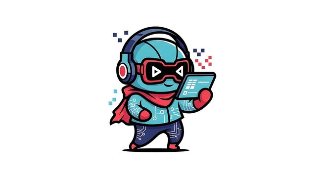 A cute 3d vector illustration of a cartoon zombie monster character wearing a ninja mask and holding a sword and gun with a severed hand for a halloween design