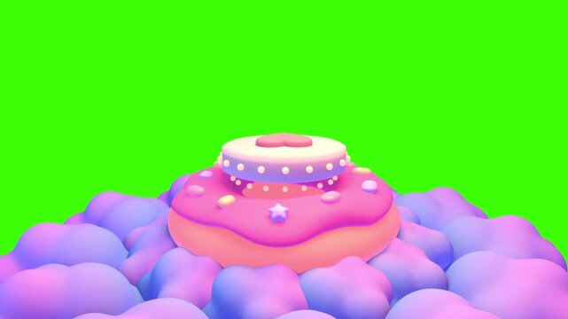 Sweet donut stage on green screen animation. (loop)