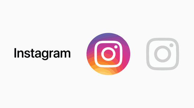 Instagram logo and wordmark on a white background, featuring the colorful camera icon and a gray version for professional design and marketing in social media branding applications web.