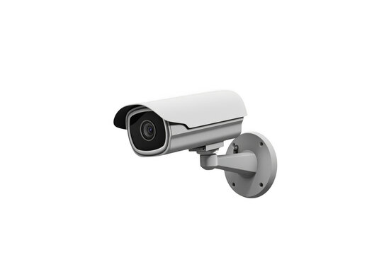 White security camera monitoring area, providing surveillance and protection
