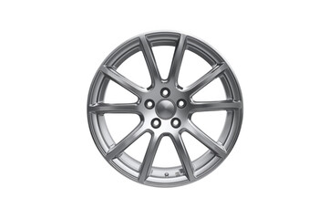 Obraz premium Silver aluminum alloy car wheel rim on transparent background