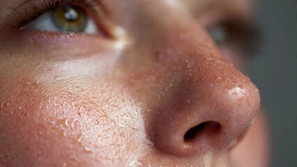 Fototapeta premium Close-up of Sweat on Human Face