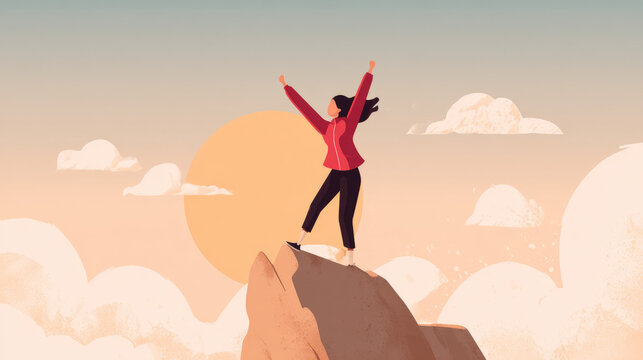 Achievement joy reaching a goal or succes.
