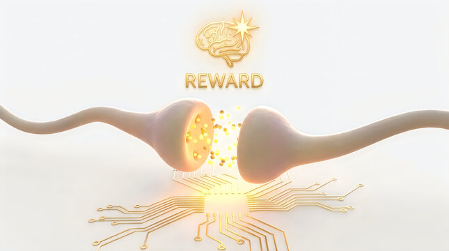 Neuron, brain cell, reward system, neural network, glowing connection