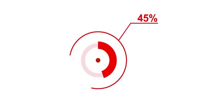 Loading icon animation 45% circle. 45 percent circle round do nut chart .In of graphic Element with Alpha Channel 4k video royalty free graphic animation