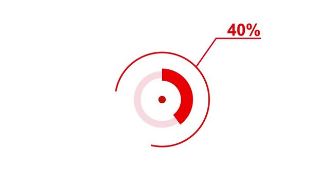 Loading icon animation 40% circle. 40 percent circle round do nut chart .In of graphic Element with Alpha Channel 4k video royalty free graphic animation