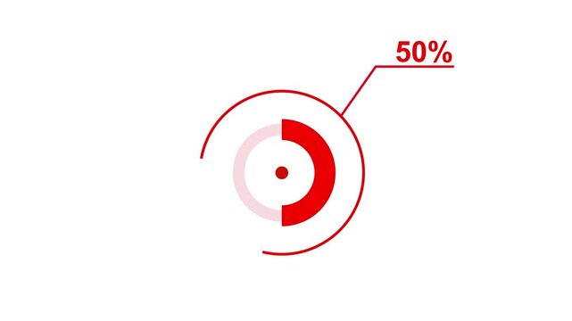 Loading icon animation 50% circle. 50 percent circle round do nut chart .In of graphic Element with Alpha Channel 4k video royalty free graphic animation
