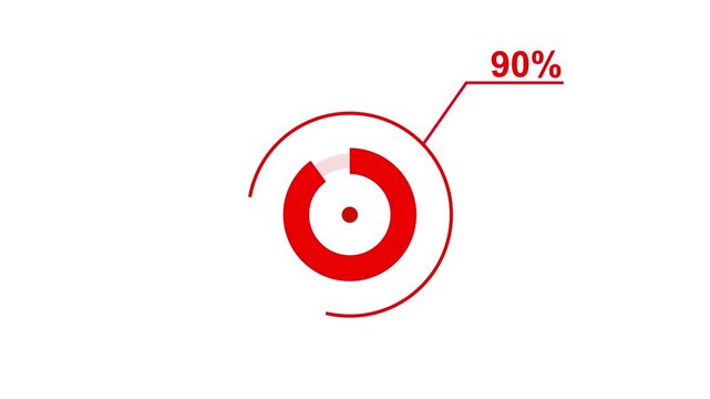 Loading icon animation 90% circle. 90 percent circle round do nut chart .In of graphic Element with Alpha Channel 4k video royalty free graphic animation