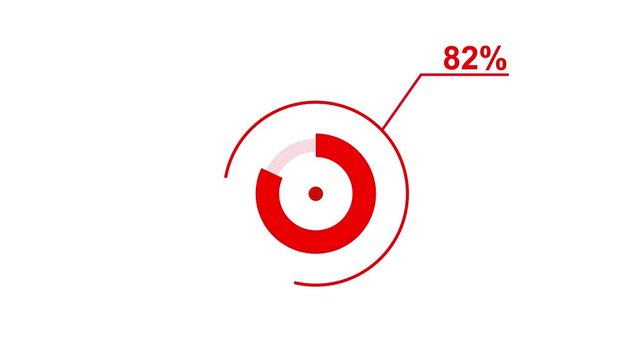 Loading icon animation 82% circle. 82 percent circle round do nut chart .In of graphic Element with Alpha Channel 4k video royalty free graphic animation